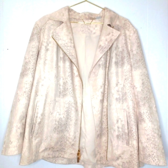 𝅺chico's Elongated Faux Suede Snake Print Moto Jacket Size 3 - Picture 2 of 8